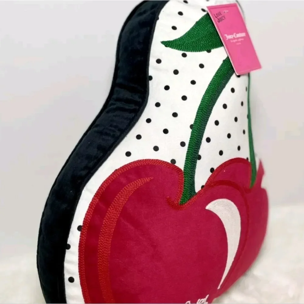 Juicy Couture Home Juicy Signature Logo‎ Cherry Decorative Accent Pillow
